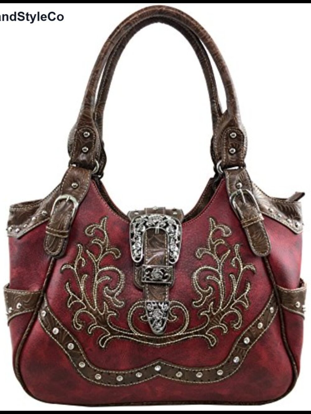Western Tooled Floral Embroidery Concealed Carry Tote Purse Shoulder Bag